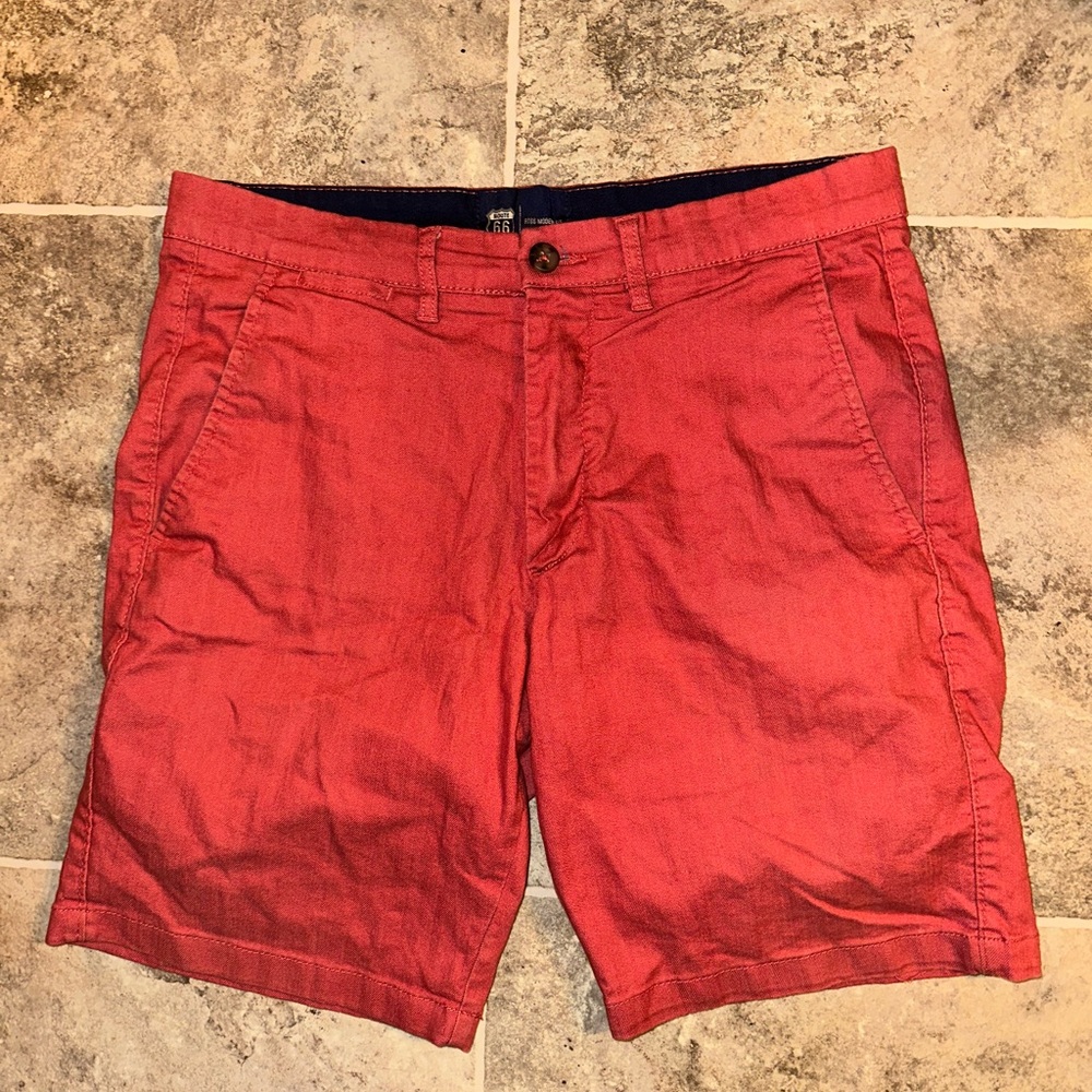 Men's Flat Front Shorts in Bold Red